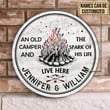 Personalized Camping Spark Of Life Customized Wood Circle Sign