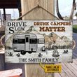 Personalized Camping Drunk Camper Customized Wood Rectangle Sign