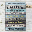 Personalized Camping Rules Go Explore Customized Classic Metal Signs