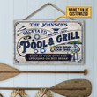 Personalized Pool Grilling Backyard At Your Own Risk Custom Wood Rectangle Sign