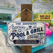 Personalized Pool Grilling Backyard At Your Own Risk Custom Wood Rectangle Sign