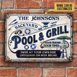 Personalized Pool Grilling Backyard At Your Own Risk Custom Classic Metal Signs