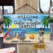 Personalized Grilling Chilling Campsite Customized Wood Rectangle Sign