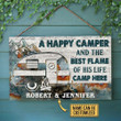 Personalized Camping Happy Camper Camp Here Customized Wood Rectangle Sign