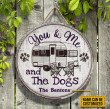 Personalized Camping Sketch You Me And The Dogs Customized Wood Circle Sign