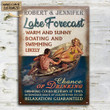 Personalized Motorboat Couple Lake Forecast Customized Classic Metal Signs