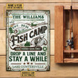 Personalized Fish Camp Camo Stay A While Custom Classic Metal Signs