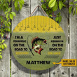Personalized Fishing Road To The Lake Custom Wood Circle Sign