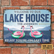 Personalized Flamingo Lake You're On Lake Time Custom Classic Metal Signs