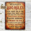 Personalized Grilling BBQ Rules Vintage Customized Classic Metal Signs