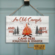 Personalized Camping Old Camper Camp Here Customized Wood Rectangle Sign