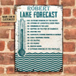 Personalized Lake Forecast Customized Classic Metal Signs