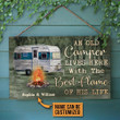 Personalized Camping Green An Old Camper Customized Wood Rectangle Sign