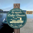 Personalized Pontoon Welcome Lake House Customized Wood Circle Sign