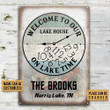 Personalized Motorboat Welcome To Our Lake Home Customized Classic Metal Signs