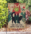 Dictionary Gardening Girl And Black Cat Garden Flag