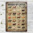 Breeds Of Cattle Customized Classic Metal Signs