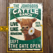 Personalized Highland Cattle  Ranch Gate Open Customized Classic Metal Signs