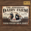 Personalized Cattle Dairy Farm Fresh Milk Customized Classic Metal Signs