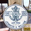 Personalized Gift For Couple Anchor Wood Circle Sign A Salty Sailor