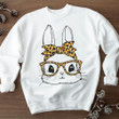 Cute Bunny Mom Leopard Bandana And Glasses Tshirt