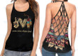 Peace Love And Native Blood Feather Symbol Criss Cross Tank Top