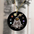Meditate Astronaut Round Ceramic Ornament