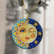 Sun and Moon Round Ceramic Ornament