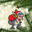 Love Dinosaur Santa Christmas Mica Ornament