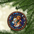 Love Jesus Mary Christmas Round Ceramic Ornament