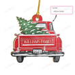 Red Truck Family Name With Christmas Tree Christmas Custom Ornament