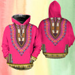 Dashiki Shirt Africa African Unisex Pink Hoodie