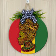 Black History Month Door Decorations Afro Woman Round Wood Sign
