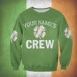 Personalized St Patrick's Day Sweatshirt Shamrock Softball Clover Lucky