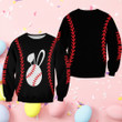 Personalized Bunny Baseball Softball Sweatshirt Happy Easter Day