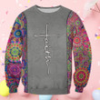 Easter Day Sweatshirt Faith Jesus Christian Cross Mandala