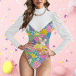 Easter Bunny And Eggs Bodysuit For Adults Candy Colors