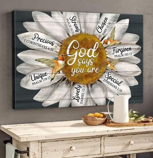 Daisy Hummingbird Canvas Wall Art God Says You Are Precious