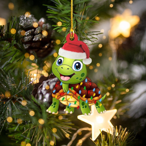 Turtle Merry Christmas Ornament