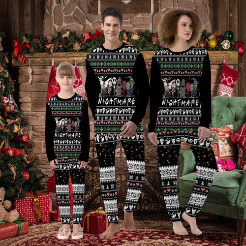 Nightmare Before Christmas Pajamas Ugly Sweater For Family PANPAJ0006