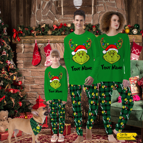 Personalized Grinch Pajamas For Matching Family Green PANPAJ0002