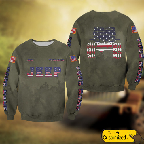 Personalized Jeep Sweatshirt American Flag