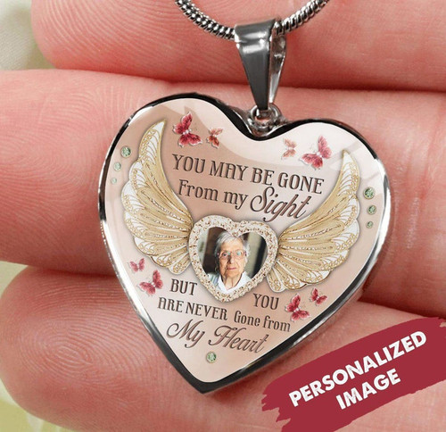 Personalized Photo Couple Necklace Memorial Gift You Are Never Gone From My Heart