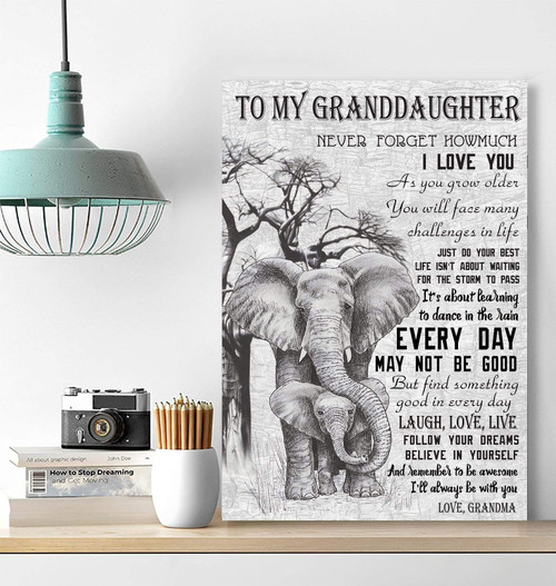 Gift For Granddaughter Elephant Canvas Print Wall Art