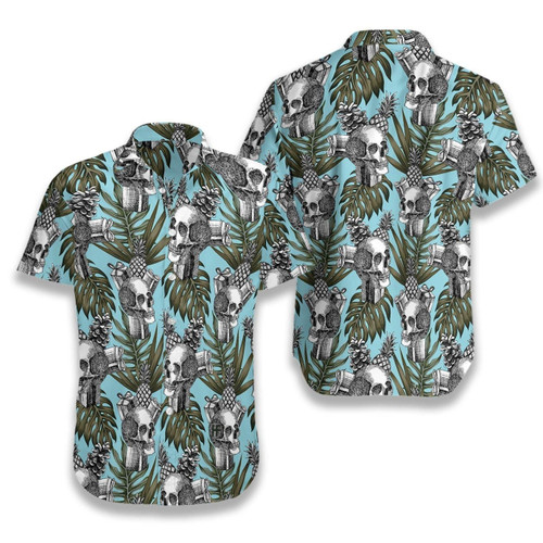 Skull Gift Pine Apple Cone Tropical EZ05 0207 Hawaiian Shirt
