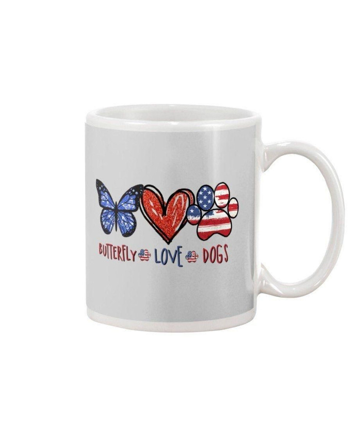 Butterfly Love Dogs Pink Background Gift For Dog Lovers Mug