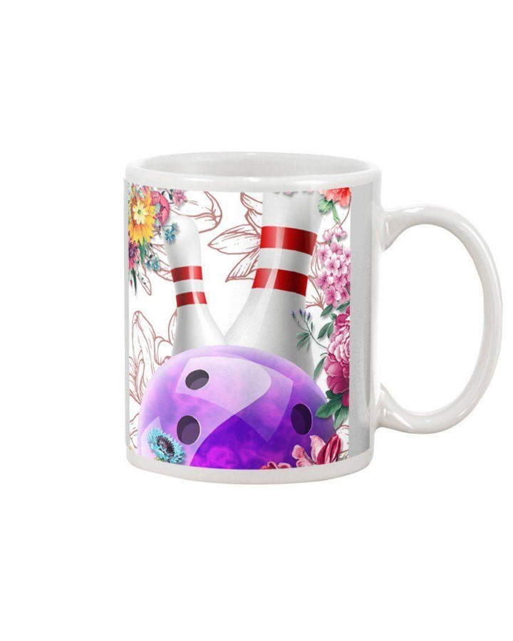 Bowling With Color Flowers Gift For Bowling Lovers Mug