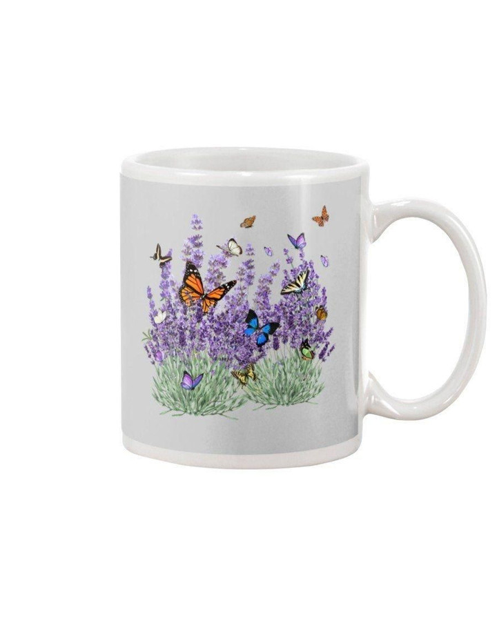 Butterfly And Gorgeous Purple Flower Gift For Butterflies Lovers Mug