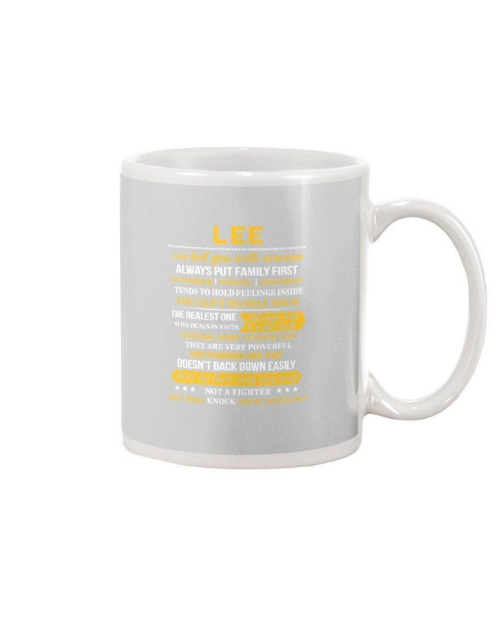 Custom Name Gift For Lee Always Put Family First Mug