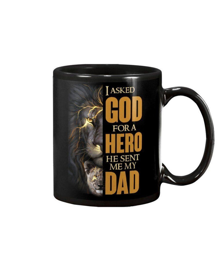 Gifts For Dad  Lion God Sent Me Dad As A Hero Mug